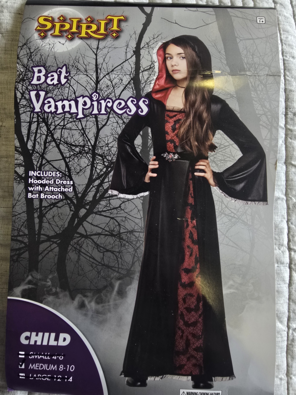 Spirit Bat Vampiress Hooded Dress Costume - Black, Red